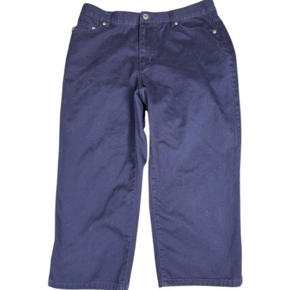 Lauren Ralph Lauren Pants Womens 10 Navy Blue‎ Cropped Capri Cotton Twill Denim